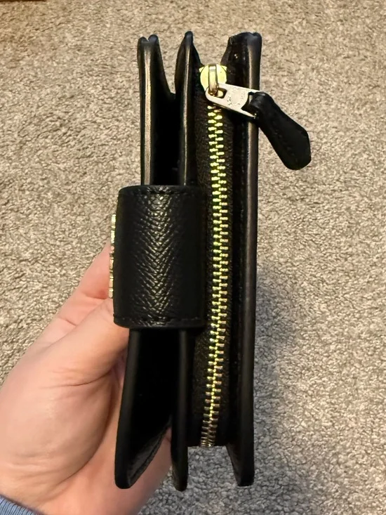 Coach Outlet Medium Corner Zip Wallet Black Leather - Picture 3 of 5